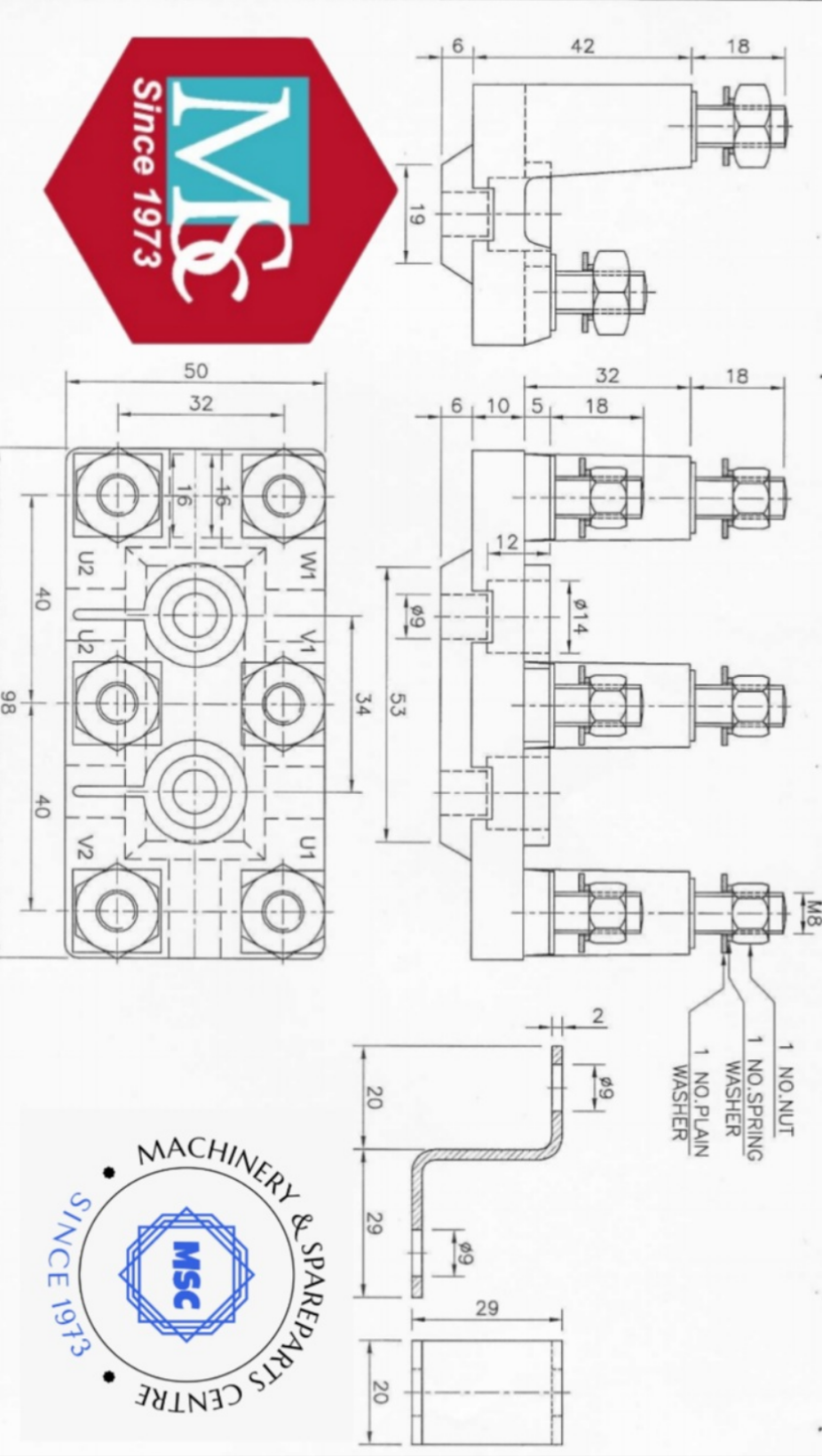 Double decor type  dmc terminal plate 30 kw  frame 200